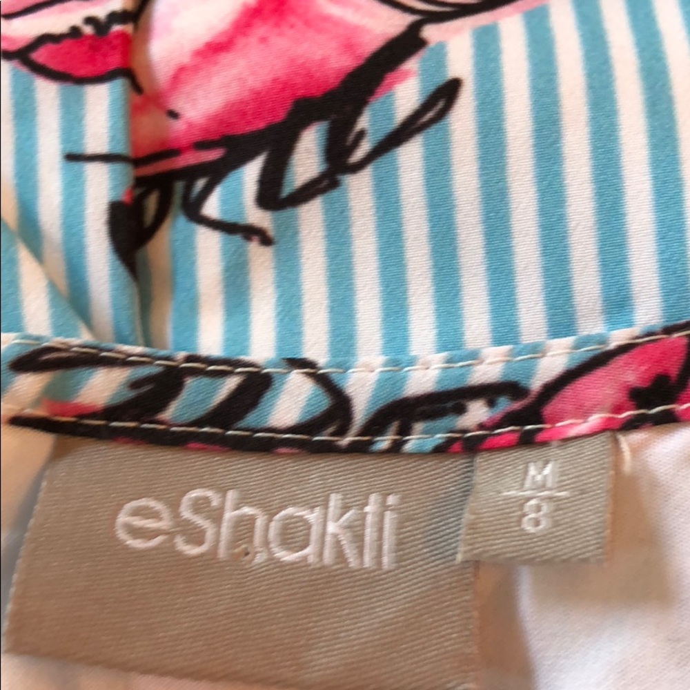 eshakti Blue Stripe Dress with Pink Lobster Print - Picture 3 of 7
